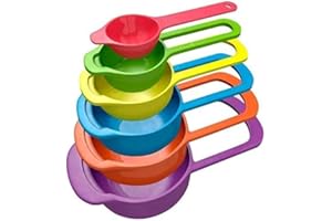 RIGHTOX Measuring Cup and Spoon Set of 6 Food Grade Multicolor Space Saving Stackable Baking Tools
