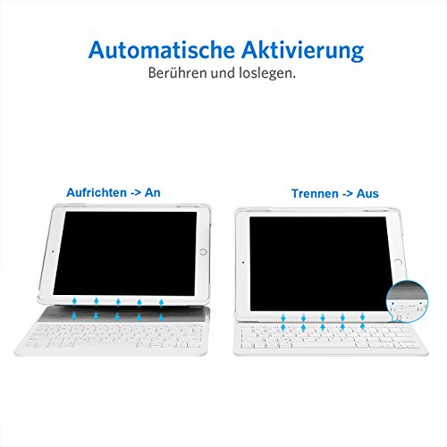 Inateck Ultra-dünne Deutsche Bluetooth Tastatur Keyboard Case Cover für Apple iPad Air 2/iPad pro 9.7 Smart cover mit automatischer Wake/Sleep Funktion und Multi-Angle Ständer – Schwarz&weiß - 3