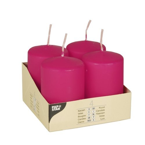 4 Stumpenkerzen Ø 50 mm · 80 mm fuchsia Blockkerzen pink