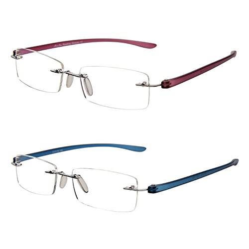 LianSan Gafas de Lectura Sin Montura Hombres de Moda Para Mujer Lectores Sin Marco 2 Paquetes L5017 pl-bu +2.50