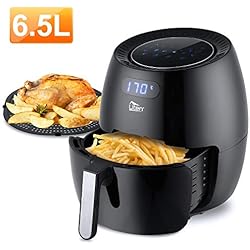 Friteuse à Air Électrique 6.5L avec Panier, Friteuse Faible en Matières Grasses sans Huile, Écran Tactile LED, Minuteur et Température Téglable Cuisson rapide 8 modes, Grande Capacité pour la Famille