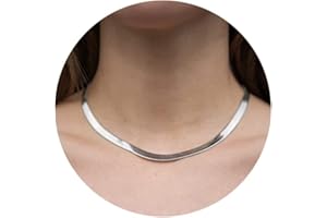 Hipwope Collana a catena di serpente placcata oro/argento 14K, collana a spina di pesce per le donne Collana a catena piatta riempita d'oro per i regali delle donne Gioielli Collana