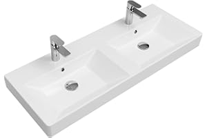 ‎AQUA BAGNO Aqua Bagno Design Waschbecken aus hochwertiger Keramik, Weißes Hängewaschbecken im modernen Stil 120 x 45 cm