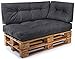 Produktbild Palettenkissen Set Palettensofa Palettenpolster Palettenauflagen Sofa Kissen Indoor Outdoor Gesteppt für 120 x 80 cm Europaletten ( Set 3: Sitzkissen + Rückenkissen + Seitenkissen - Anthrazit )