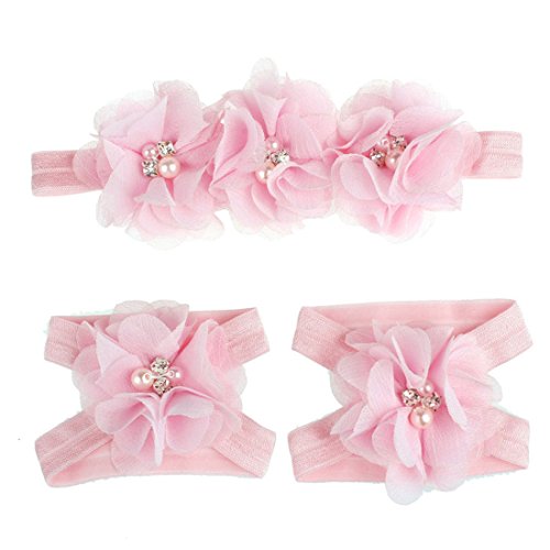 Malloom® Colorful Flower Headband Set for Baby Girls (Pink)