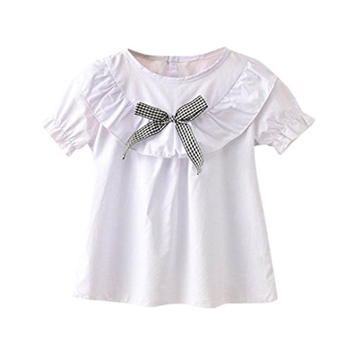Beikoard Enfant Bb Filles, Hauts de Bowknot Blouse  Manches Courtes et col Rond Chemise de Mode T-Shirt Tops Vtements pour 1-5 Ans Fille