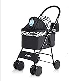  ACCESO FÁCIL: Las cremalleras permiten colocar a su mascota en el carrito desde atrás y adelante. La canasta de almacenamiento grande es ideal para golosinas, juguetes, botellas de agua o comestibles
