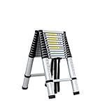 EINFACHE BEDIENUNG: Die hochwertige Konstruktion der Teleskopleiter gewährleistet, dass jedes Teil sicher aus- und eingefahren werden kann. Der intelligente Verriegelungsstift sichert das Teil und verhindert ein Abrutschen, und die Leiter wird sanft und langsam eingefahren.