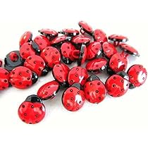50 Stück Marienkäfer Knöpfe - 15 Mm, Rot, Aus Kunststoff Für Nähen, Stricken & Basteln