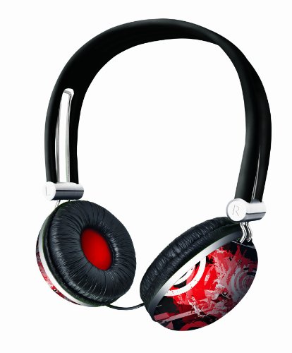 Trust Urban Midnight Magic - Auriculares de Diadema Abiertos (con micrófono, Control Remoto Integrado, 3.5 mm), Color Negro y Rojo