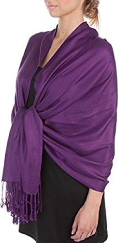 UK Stock Silky Soft Solid Pashmina Feel Shawl / Wrap / Stole Fast Delivery High Quality (Eggplant)