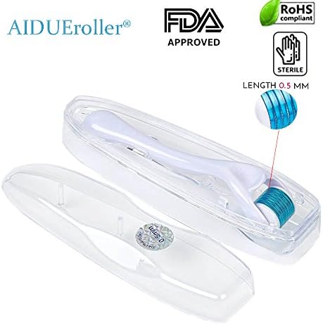 Derma Roller 0.5mm,AIDUE 540 Micro Needling Roller Home Use DermaRoller Kit, Micro Needles Facial Roller Includes Free Storage Case for Skin Anti-Ageing Acne Stretch Marks Cellulite(1pcs) (0.5mm)