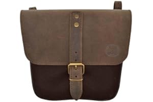 EXMOTO Borsa da Fianchetto Laterale Marrone Motocicletta in Pelle e Cotone Cerato compatibile con Moto Guzzi V7 III - V9 - V7 850 (Brown Stone) - EX MOTO