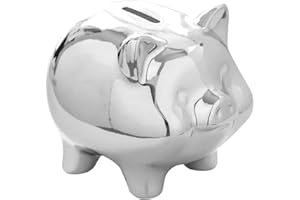 GOPIGITO Huchas Originales para Niños Adultos, Infantil Hucha Cerdito, Personalizada Boda Hucha Grande, Cajero para Ahorrar, Originales Regalos para Parejas, Festivales, Alcancias para Adultos (Plateado)