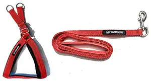 Tame Love? Harness Chest Belt and Padded Dog Leash Belt for Small Breeds (Red Color - 0.75 Inch)