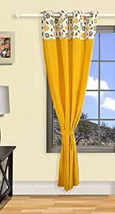 Swayam Solid Eyelit Cotton Window Curtain - Yellow (CURW-P5203)