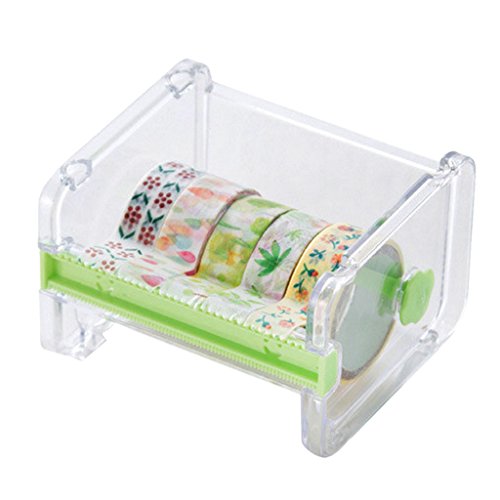 Gazechimp Bandabschneider Organizer Roll Dekoband Klebeband Halter Box – Grün, 10.3×9.1×7.1cm - 2