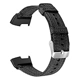 happy event Weiche Nylon Sportschlaufe Handgelenkband-Bügelersatz für Uhr Fitbit Charge 3 (Schwarz)