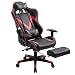 Produktbild ALTERDJ Schreibtischstühle Gaming Stuhl Bürostuhl 2 Kissen Computer Stuhl Racing Gaming Chair mit Gepolsterte Fußstütze, Kunstleder, Höhenverstellbar, 70 x 70 x 127-137 cm, Schwarz (Rot)