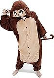ABYED® Jumpsuit Tier Karton Fasching Halloween Kostüm Sleepsuit Cosplay Fleece-Overall Pyjama Schlafanzug Erwachsene Unisex Lounge,Erwachsene Größe L-für Höhe 167-175CM Brown Affe