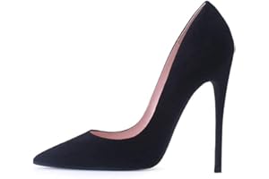 Zhabtuc Décolleté a Spillo in Pelle Scamosciata Scarpe col Tacco Donna 12CM Tacchi Alti Sexy a Punta Chiusa Tacco a Spillo per Feste, Matrimoni e Serate Elegante Stiletto High Heels