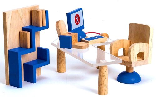 Preisvergleich Produktbild Wanju 841143 - Holz Puppenhaus-Möbel Büroeinrichtung