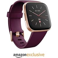 Fitbit Versa 2 Amazon Exclusive – Gesundheits- und Fitness-Smartwatch mit Sprachsteuerung, Schlafindex und Musikfunktion, Bordeaux, mit Alexa-Integration