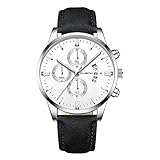 Gaddrt Herrenmode Sport Edelstahl Gehäuse Lederband Quarz Analog Armbanduhr Herrenuhren (K)