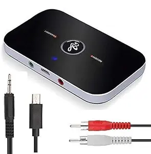 InfiZone 2 in 1 Bluetooth Transmitter & Receiver, Wireless Stereo Audio Adapter Car Kit for Headphones, TV, Computer, Mp3 / Mp4, iPhone and More (Black)