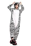 LATH.PIN Jumpsuit Tier Karton Fasching Halloween Kostüm Sleepsuit Cosplay Fleece-Overall Pyjama Schlafanzug Erwachsene Unisex Lounge Nachtwäsche S/M/L/XL (L, Zebra)