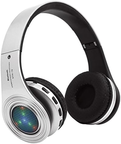 Sports Head-mounted Bluetooth Headset Wireless In-Ear Stereo Folding With Led Lights,Silver