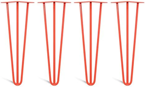 4 x Hairpin Table Legs – From 10cm To 71cm for Coffee Table, Table &amp; Desk, Stool, Cabinet, Bench – Black Matt,, White, Silver, Gold, Yellow, Orange, Blue, Mint Green &amp; Clear Coated, Unfinished Bare Steel, Mid-Century Vintage Industrial Style - Best Hairpin Legs in The UK