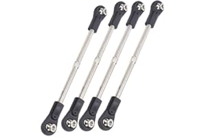 Drfeify RC Steering Linkage Rod, M4 Steering Linkage Rod Set Adjustable 110‑120mm Compatible with 1/8 RC Racing Truck Car