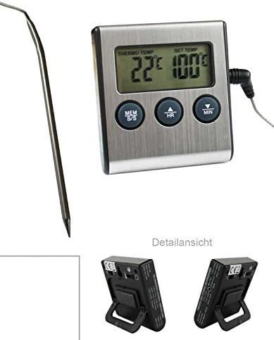 Digital Oven Thermometer with Probe / Heat Resistant up to 250 °C with Alarm and Timer Function, Magnetic, and on / off switch and Analogue Thermomete by DURSHANI