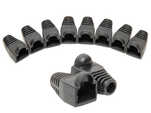 BIGtec 100 er Pack RJ45 Knickschutztüllen schwarz für Modularstecker RJ45 Knickschütz Hülle Knickschutzhülle für Crimpstecker , Knickschutz für RJ45 Stecker zur Kabelkonfektion , RJ45 Tüllen für Netzwerkstecker , für CAT.5 CAT.5e CAT.6 Stecker - 3