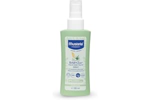 Mustela BABYZzz Talco Spray sin Talco, Cuerpo, Bebés, Niños, Toda la Familia - Protección natural contra los mosquitos, Regula la transpiración y el olor corporal, Seguro desde el nacimiento (100ml)