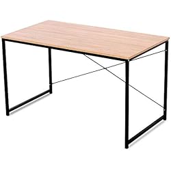 WOLTU TSB04hei Bureau d'ordinateur Table de Bureau pour Travailler Fait de Bois et Acier,Environ 120x60x70cm,Nature