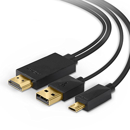 CSL – 4m MHL zu HDMI Adapterkabel für Samsung S3 / S4 / S5 , Galaxy Note | MicroUSB zu HDMI | 11 polig | Mobile High Definition / Full HD | Bild + Tonübertragung | schwarz - 2