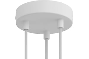 creative cables - Kit Rosace métallique cylindrique à 3 Trous - Cylindrique, Blanc Mat