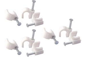 LEDLUX Fermacavo con Chiodo, Graffette Clip per Cavi, Fermacavi Muro Rotondo, 5mm 6mm 7mm 8mm 9mm 10mm 12mm 14mm 16mm 18mm 20mm 22mm 25mm (14mm 14PCS)