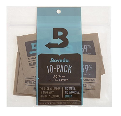 Bóveda Humidipak 2 voies Contrôle de l'humidité , le niveau de 69% d'humidité relative, 8 gramme de taille moyenne , la quantité de 10
