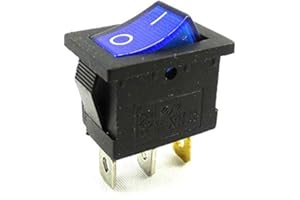 MIXWARE-MEGASHOP Wippschalter 19 x 13 mm, 6 A, 250 V~ 3 Pin, Geräteschalter, blau Wippe beleuchtet, schwarz (1)