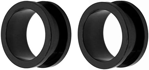 316L Surgical Stainless Steel Screw Fit black Flesh Tunnel Plug - various sizes