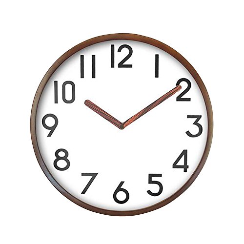 E Support™ 11.8 Zoll Holz Wanduhr Lautlos Wanduhr Schleichende Sekunde ohne Ticken