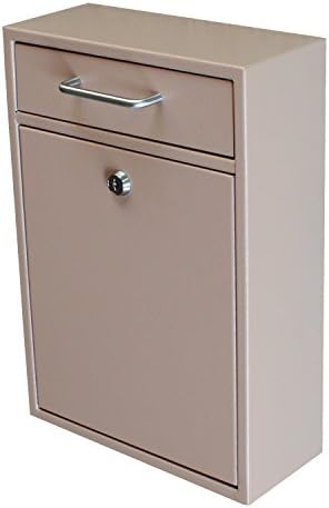 Mail Boss 7419 High Security Steel Locking Wall Mounted Mailbox-Office Drop Comment Letter Deposit Box, Tan Heavy Duty Vertical Hanging Delivery