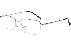LJCZKA Half Frame Blue Light Blocking Glasses for Mens Womens, Rectangular Semi Rimless Blue Light Glasses for Anti-Fatigue and Eyestrain