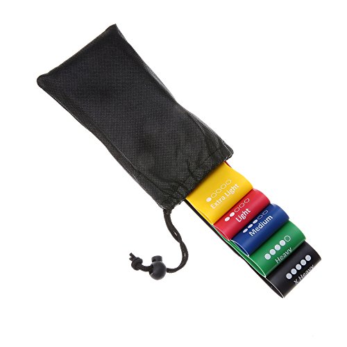Fitnessbänder Widerstandsband 5er Set Resistance Band Loop Gummi Fitnessband Gymnastikband Übungsband Trainingsbänder Bänder für Yoga, Reha-Sport wann Beinübungen, Widerstand, Sport oder auf Reisen - 4
