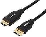 Conexión de DisplayPort a HDMI únicamente (no es bidireccional); no es compatible con puertos USB; mide 3,04 m; con garantía limitada de 1 año de AmazonBasics.