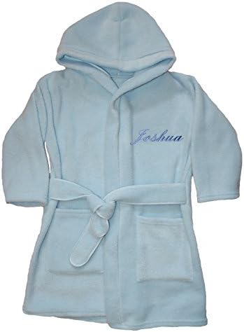 Little Stitches Boys Personalised Super Soft Fleece Dressing Gown/Bath Robe (2-3 Years, Baby Blue)