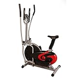 Rocket Bunny® Sports 2-in 1 Elliptical Cross Trainer Exercise Bike-Fitness Cardio Weight Loss Workout Machine with Seat and Pulse Sensor Grips (Red)